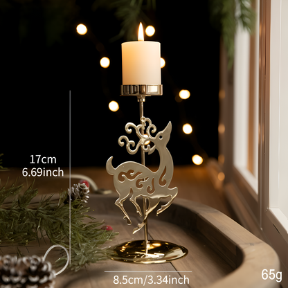 KerstGloed Gouden Kaarsenhouder met Kerstmotief – 17 cm