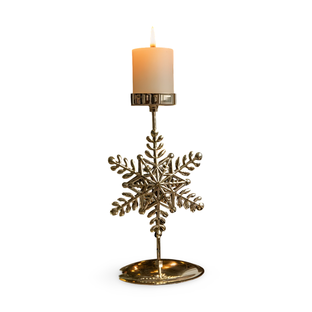 KerstGloed Gouden Kaarsenhouder met Kerstmotief – 17 cm