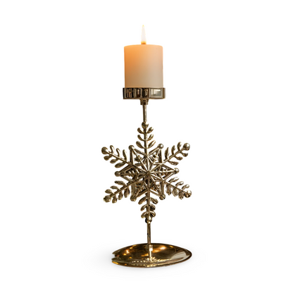 KerstGloed Gouden Kaarsenhouder met Kerstmotief – 17 cm