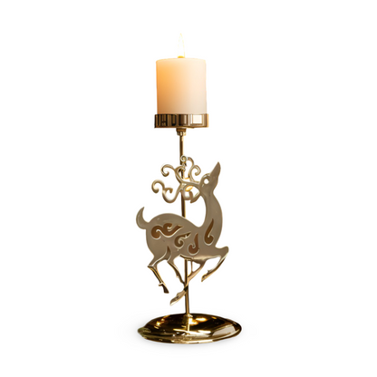 KerstGloed Gouden Kaarsenhouder met Kerstmotief – 17 cm