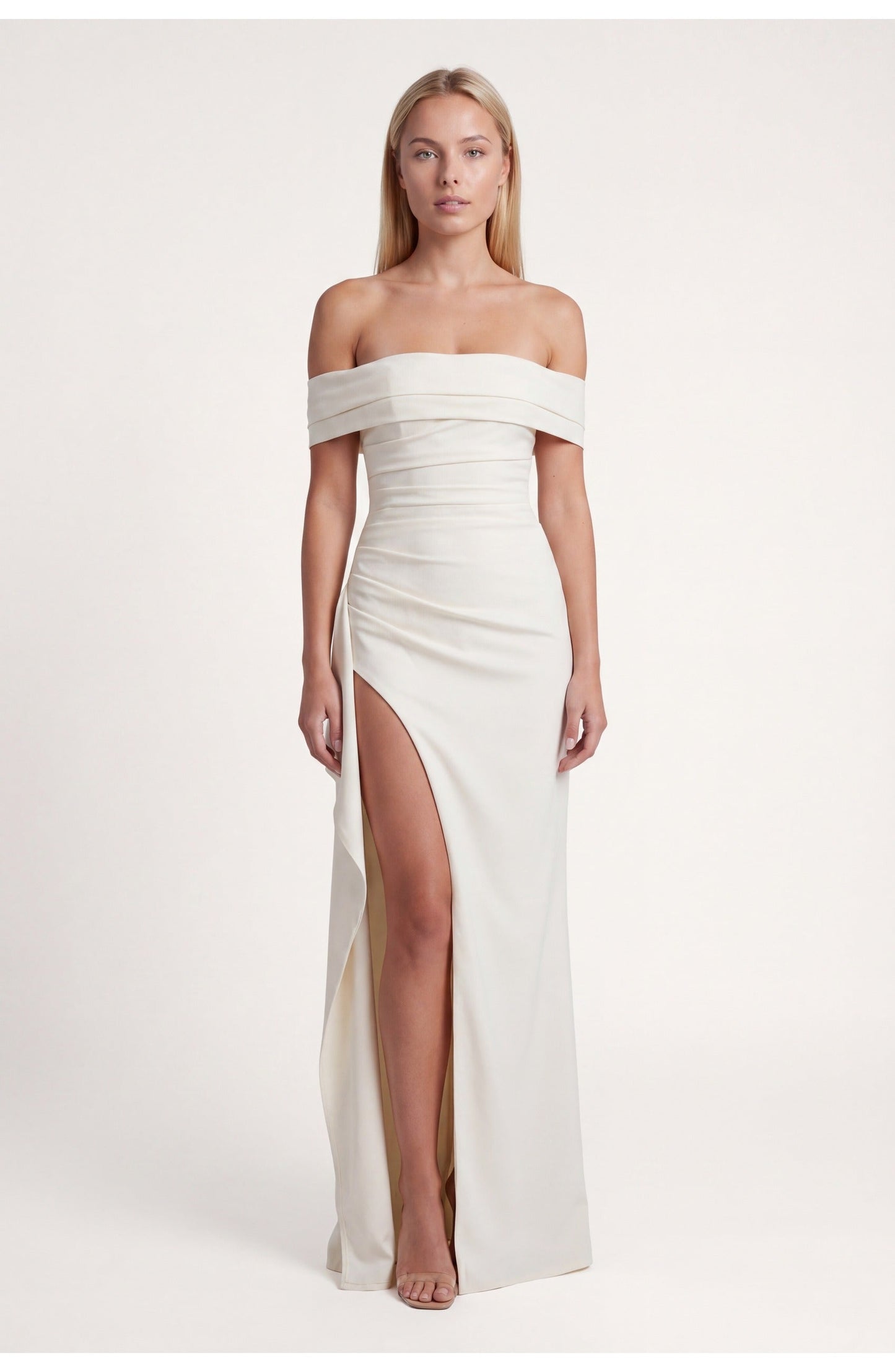 Noordzeegloed Split Elegance Off-Shoulder Maxi Jurk met Split