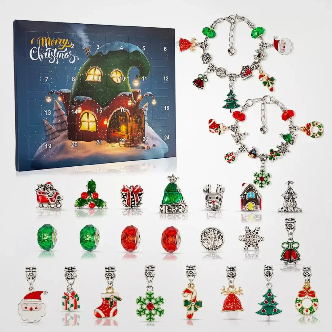 Kerstcharme – Adventskalender met 22 bedeltjes en 2 armbanden