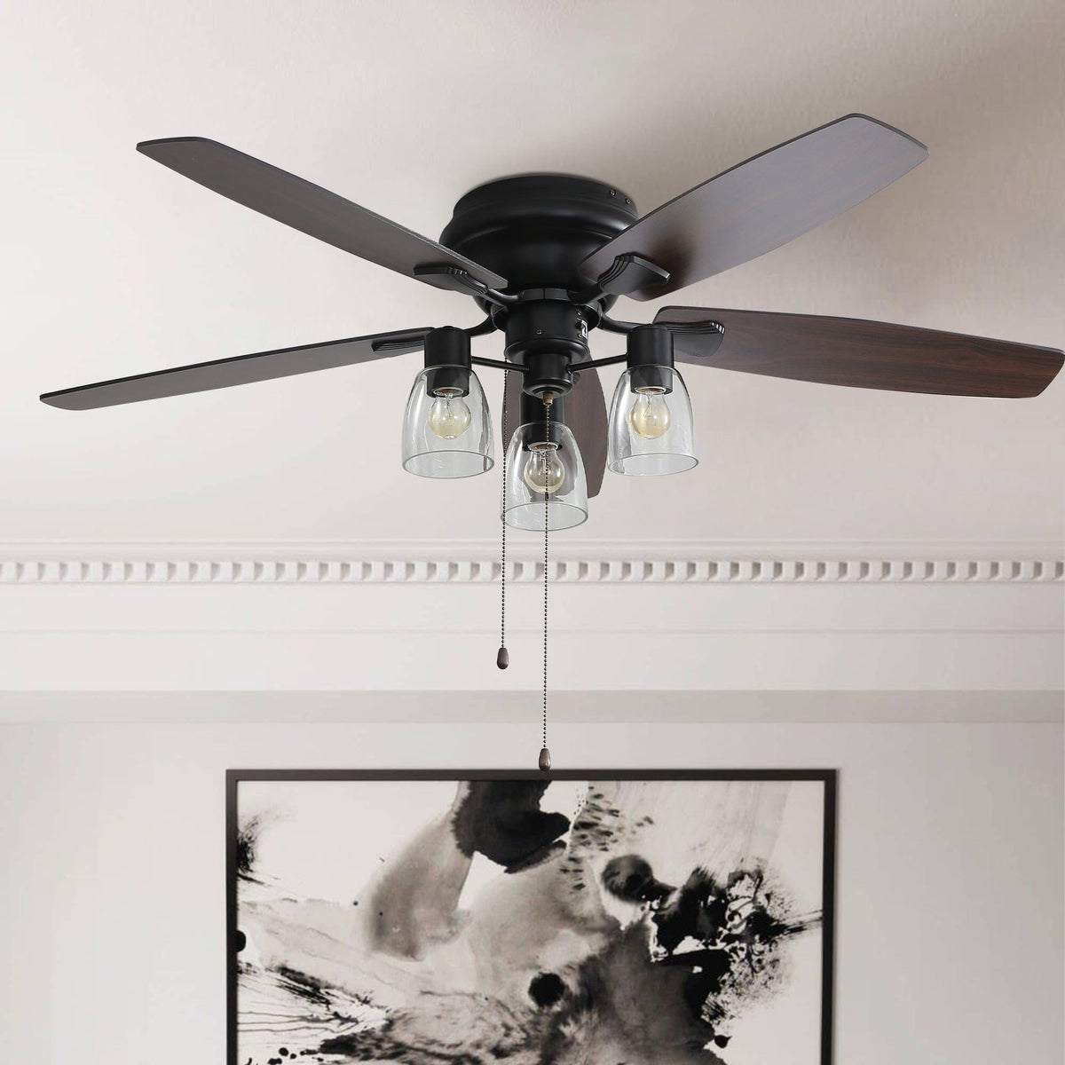 Ruimtebesparende 52" Laagprofiel Plafondventilator met LED-lamp & Afstandsbediening