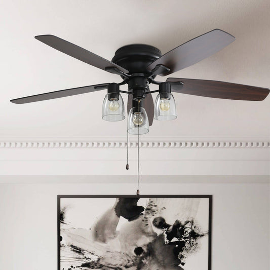Ruimtebesparende 52" Laagprofiel Plafondventilator met LED-lamp & Afstandsbediening