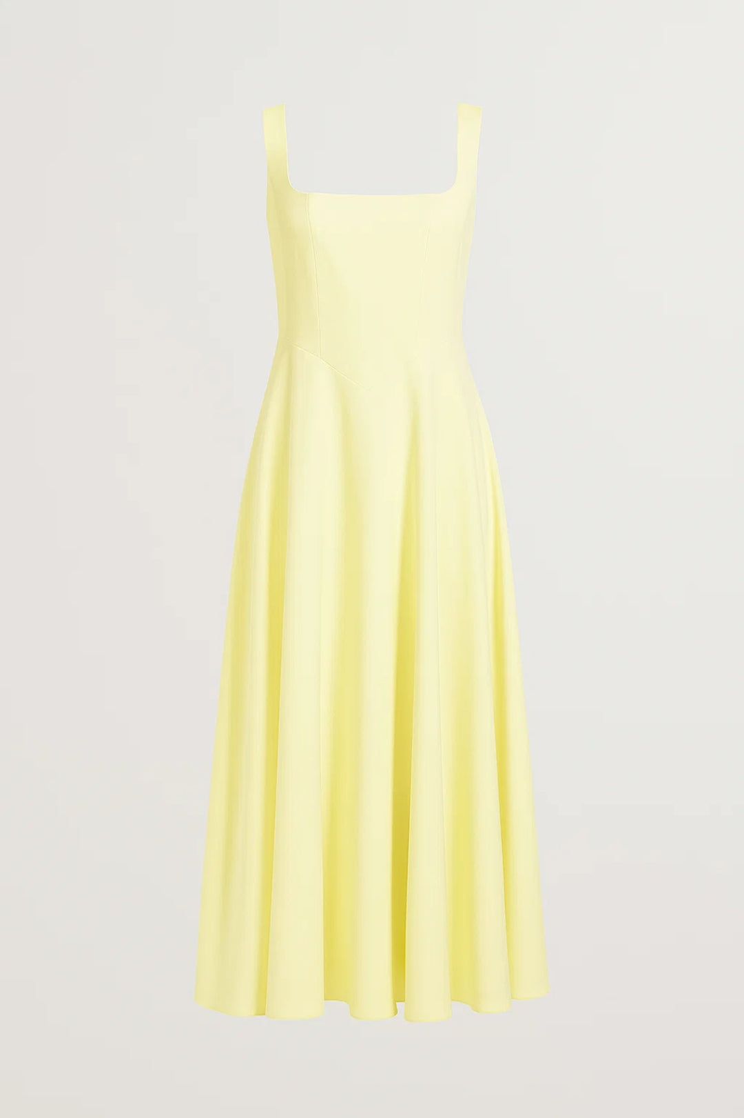 Aurevia Gele Elegante Midi Jurk met Brede Bandjes en Zomerlook