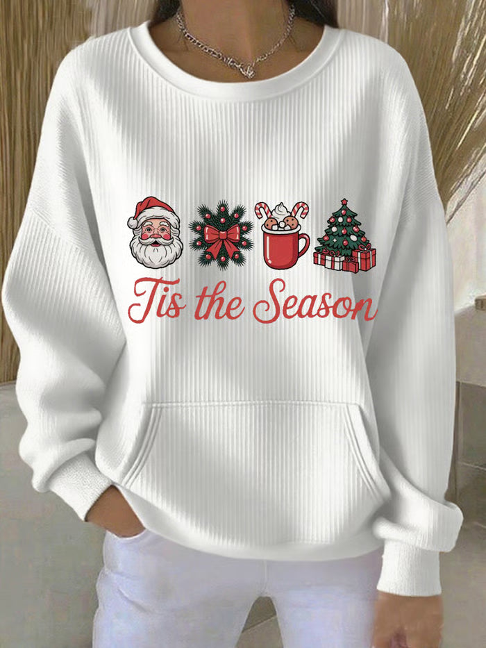 Kerstglans Dames Sweatshirt – Kerstprint, Ronde Hals en Lange Mouwen