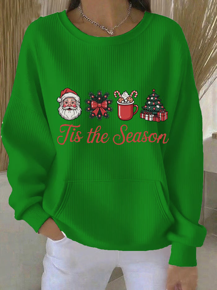 Kerstglans Dames Sweatshirt – Kerstprint, Ronde Hals en Lange Mouwen