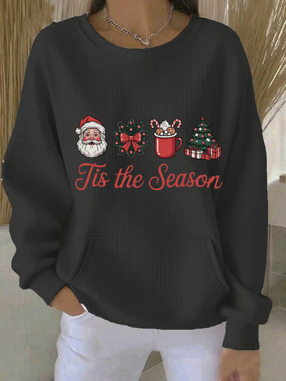 Kerstglans Dames Sweatshirt – Kerstprint, Ronde Hals en Lange Mouwen