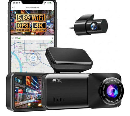 4K Auto Dashcam met WiFi GPS Voor- en Achtercamera Opname