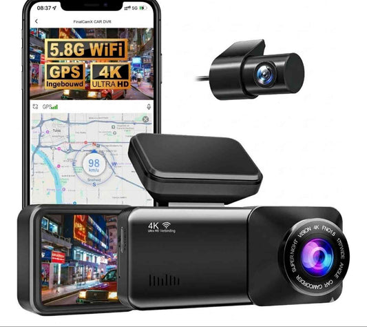 4K Auto Dashcam met WiFi GPS Voor- en Achtercamera Opname