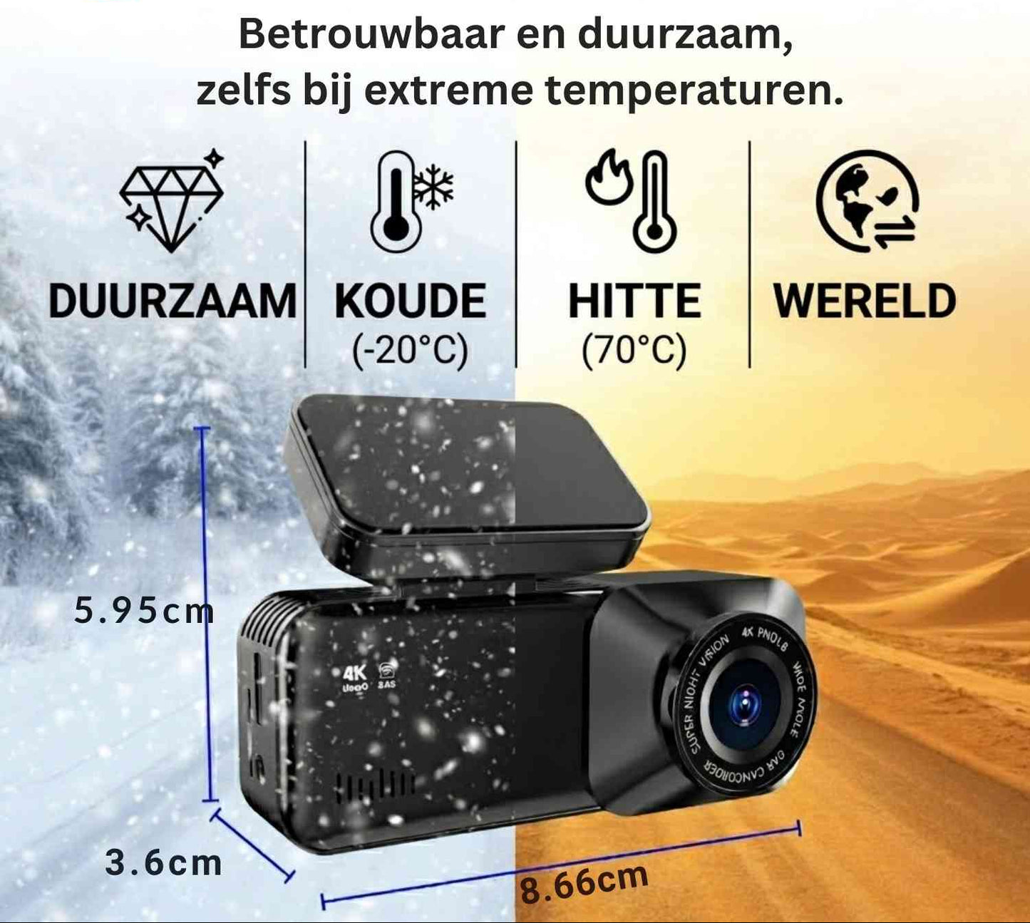 4K Auto Dashcam met WiFi GPS Voor- en Achtercamera Opname