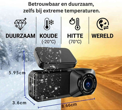 4K Auto Dashcam met WiFi GPS Voor- en Achtercamera Opname