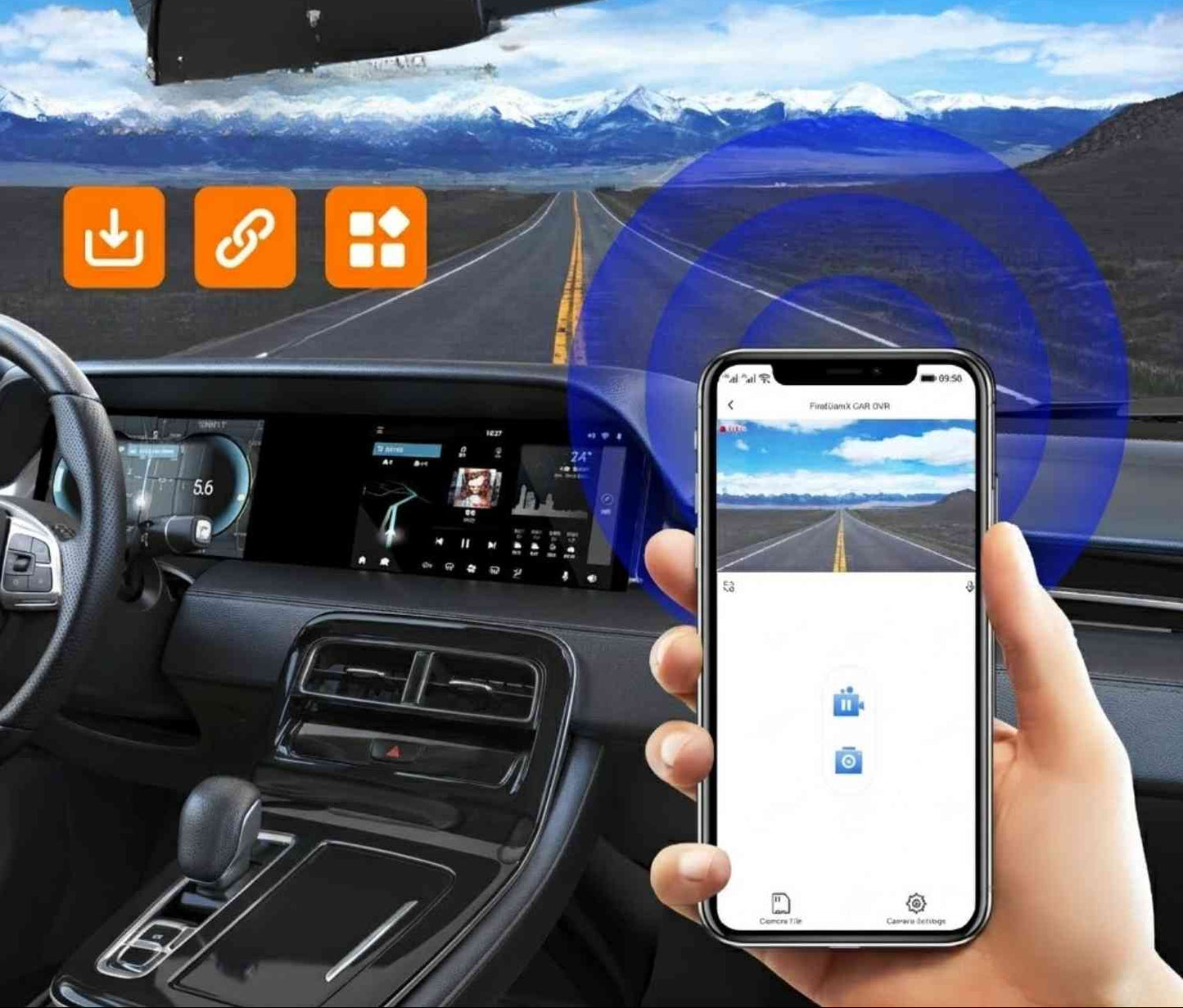 4K Auto Dashcam met WiFi GPS Voor- en Achtercamera Opname