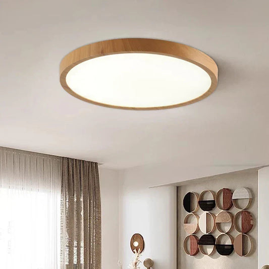 LumaRond LED Plafondlamp met 3 Lichtstanden in Walnootlook