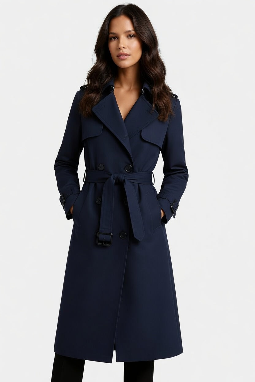 Marivelle Lange Dames Trenchcoat met Ceintuur en Dubbelrijig Design