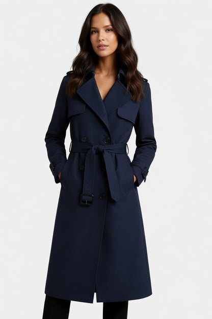 Marivelle Lange Dames Trenchcoat met Ceintuur en Dubbelrijig Design