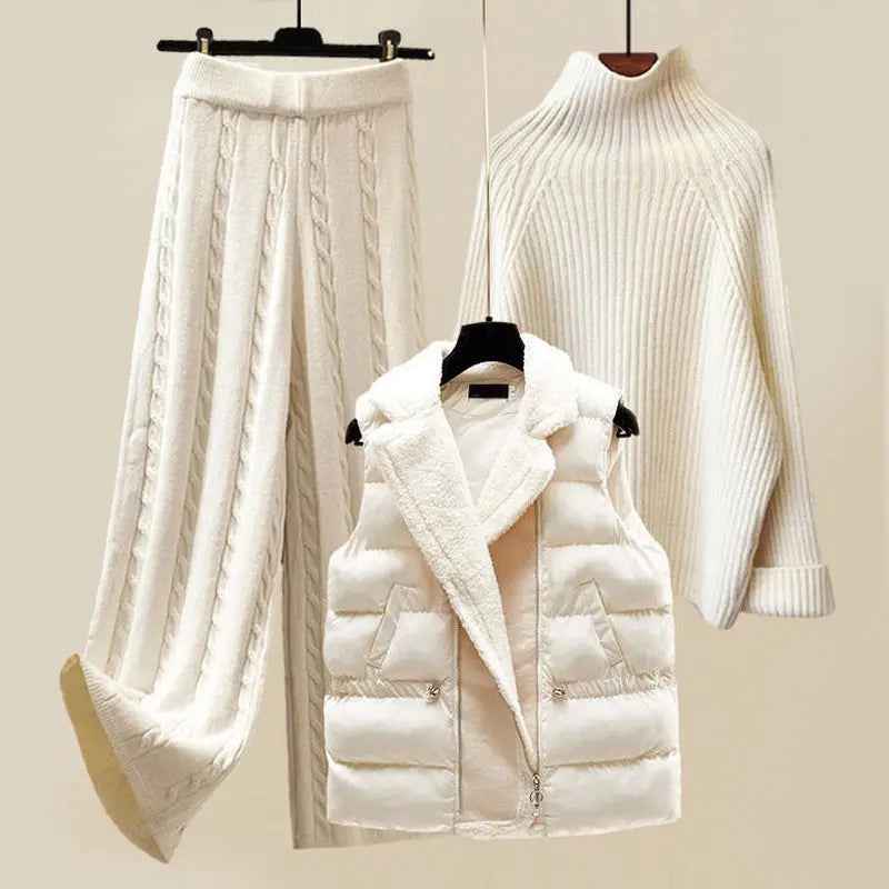 Noëlle Dames Gebreid Winterset – Coltrui, Wijde Broek & Vest