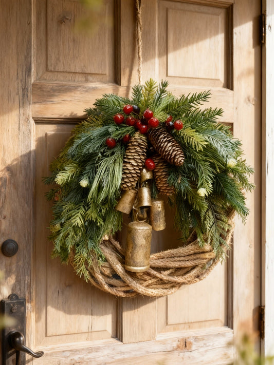 Jasmijn Boheemse Kerstkrans 43 cm – Decoratie voor Binnen en Buiten