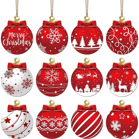 Kerstglans – Set van 12 Kunststof Kerstballen in Rood of Zwart