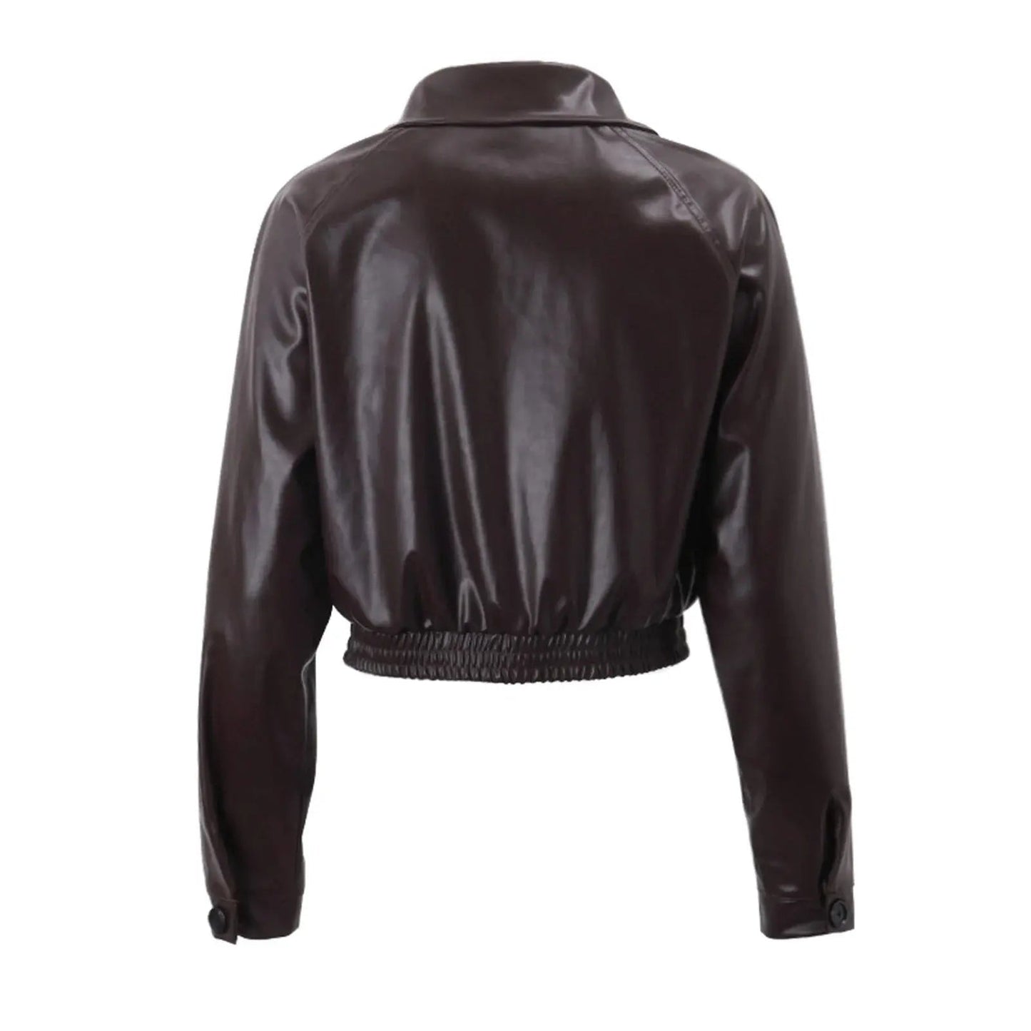 Elvara damesjas oversized imitatieleer kort model casual