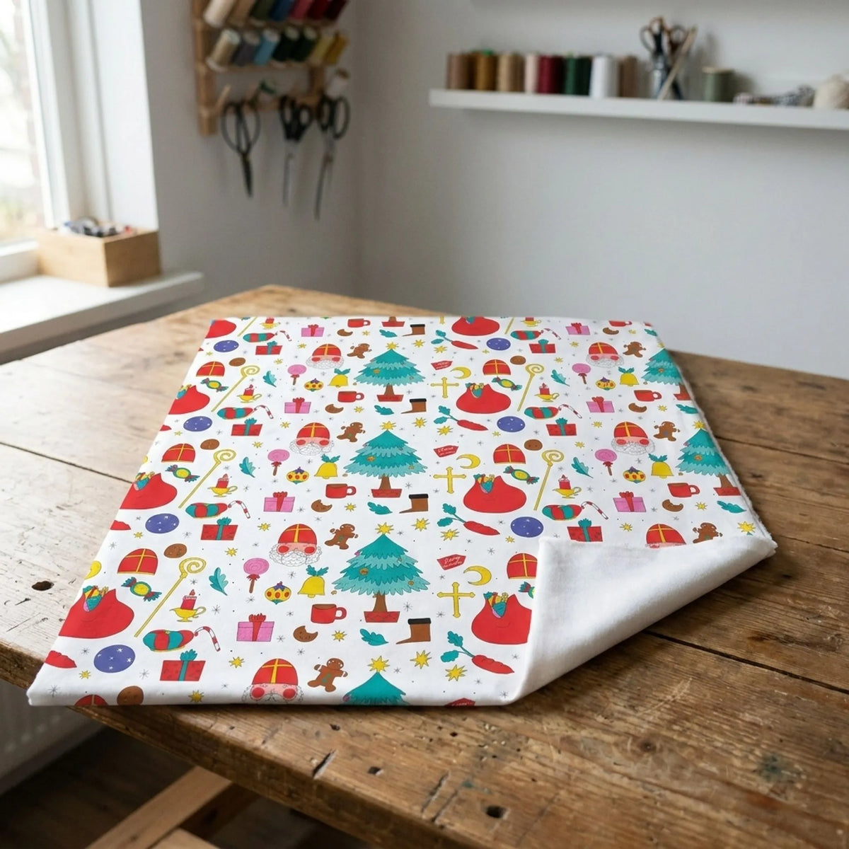 Sintnaaiwerk – Feestelijke Sinterklaas Naaistof 50 × 145 cm