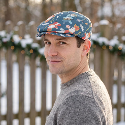 Sintpret – Blauwe Flatcap met Sinterklaasprint, Verstelbaar