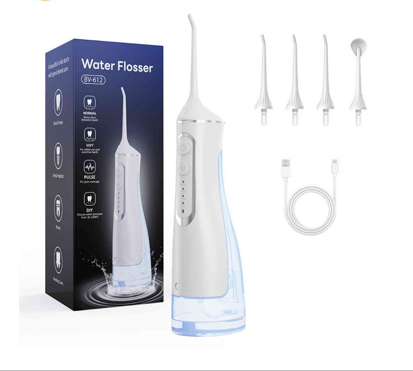MondStroom Draadloze Waterflosser 320 ml – IPX8, 4 Modi