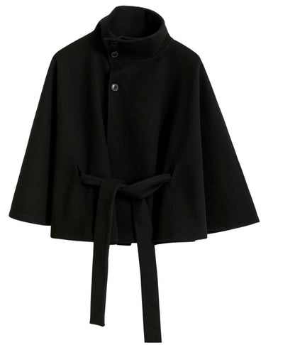 Sophie Dames Capejas – Elegante Jas met Ceintuur en Hoge Kraag
