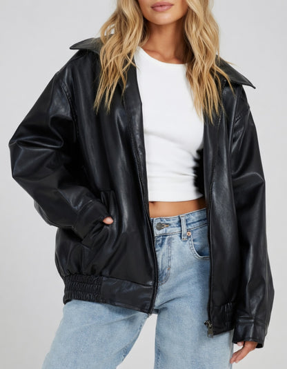 Oversized Kunstleren Damesjas Casual Warm Herfst Winter