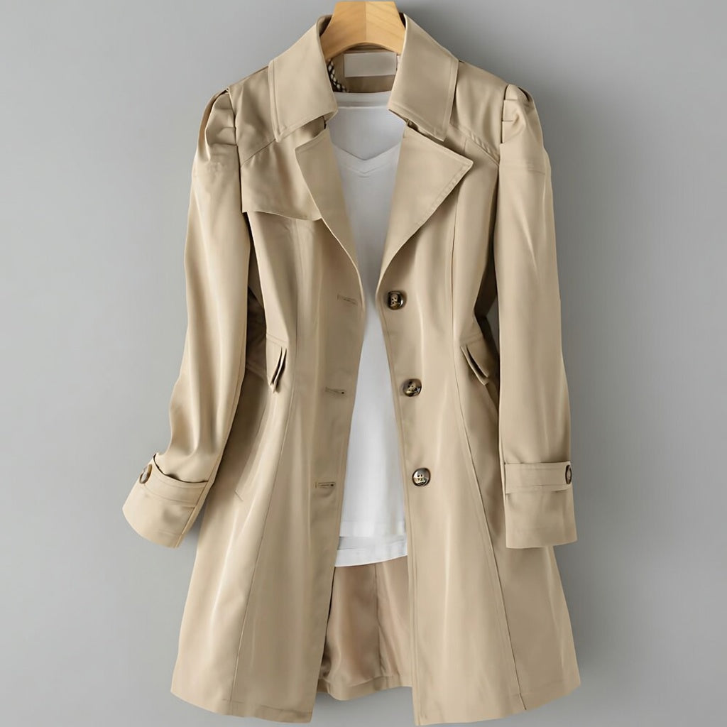 Valenna dames trenchcoat licht getailleerd met dubbele knopen