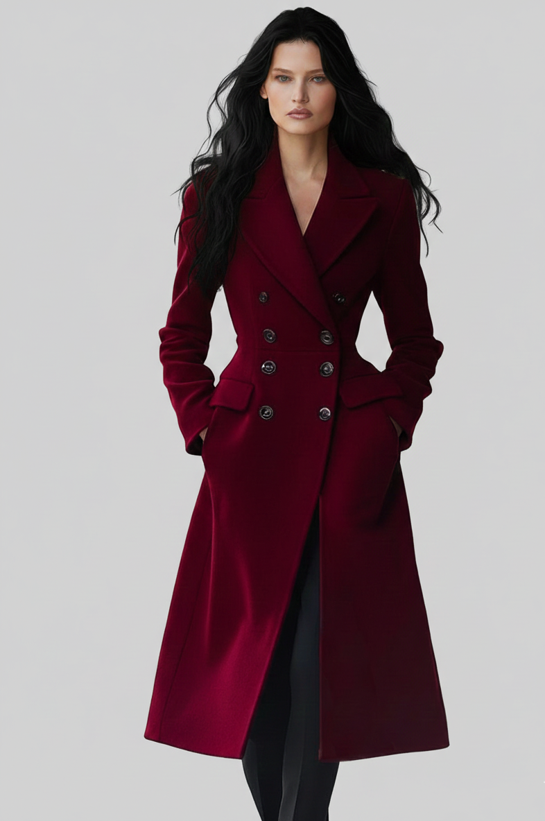 Lange Wollen Damesmantel – Elegante Wintermantel met Reverskraag