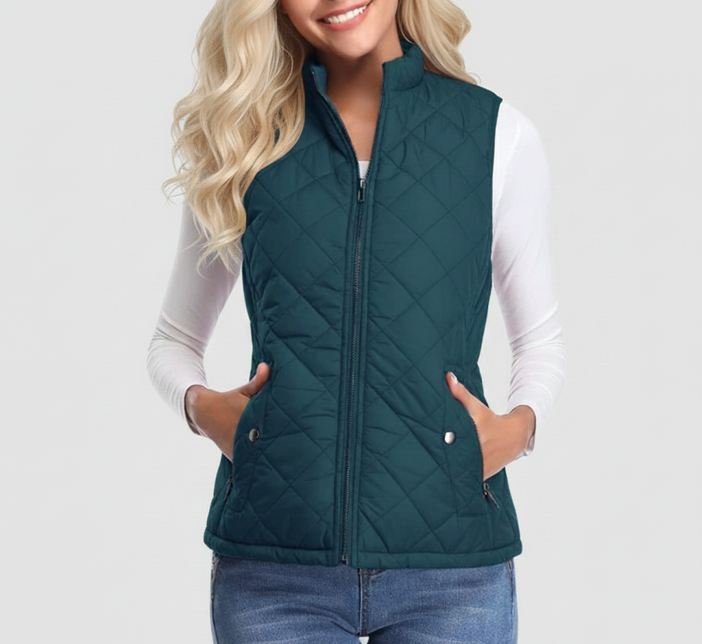 Nova Dames Gewatteerde Bodywarmer met Opstaande Kraag