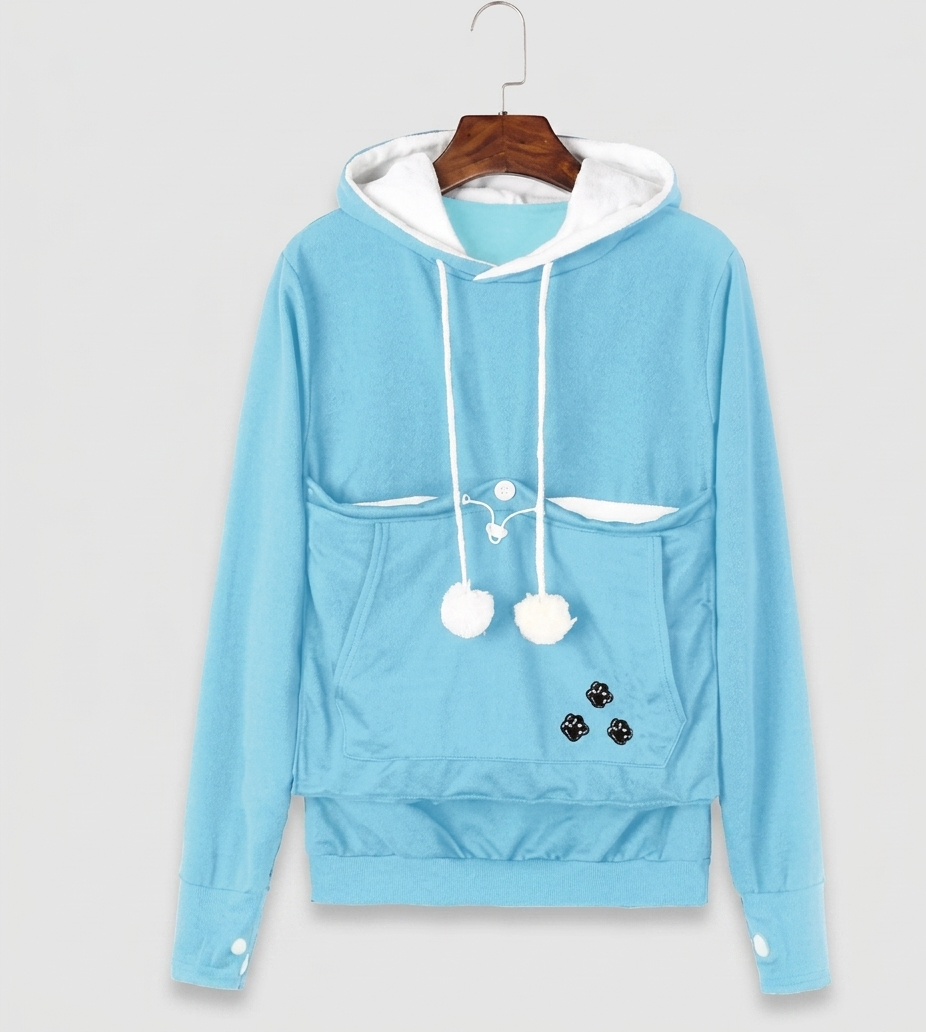 Snugora hoodie met draagbuidel voor huisdieren fleece trui