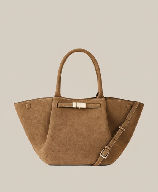 Selora suède dameshandtas met schouderriem en elegante sluiting