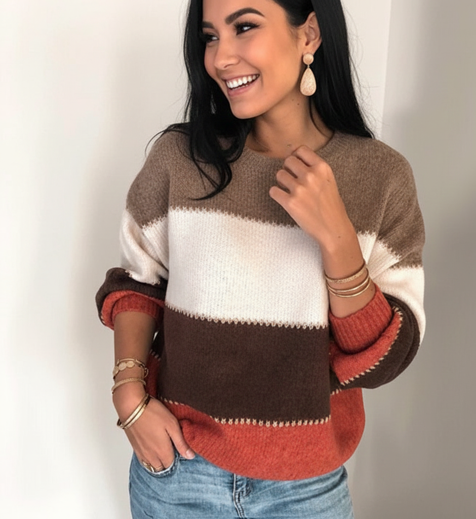 Zachtvallende Gebreide Damestrui met Relaxte Pasvorm voor Herfst