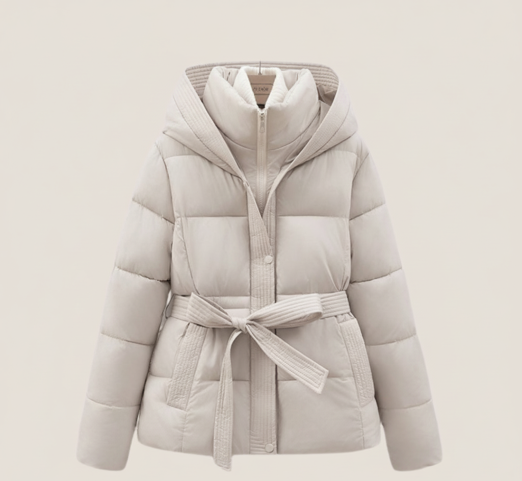FrostLijn Gewatteerde Damesparka met Tailleceintuur – Warme Winterjas