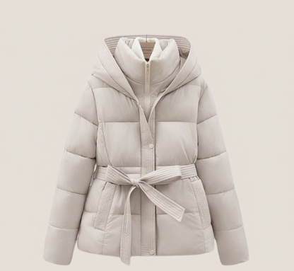 FrostLijn Gewatteerde Damesparka met Tailleceintuur – Warme Winterjas