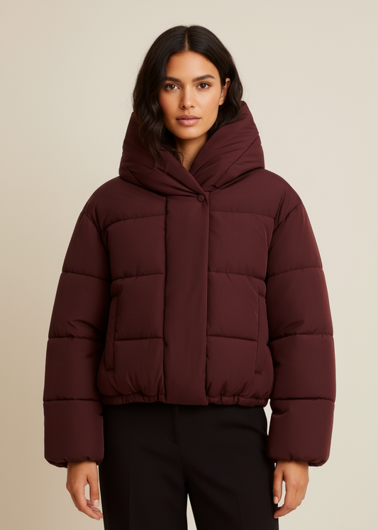 Korte Gewatteerde Damesjas met Oversized Capuchon en Comfort