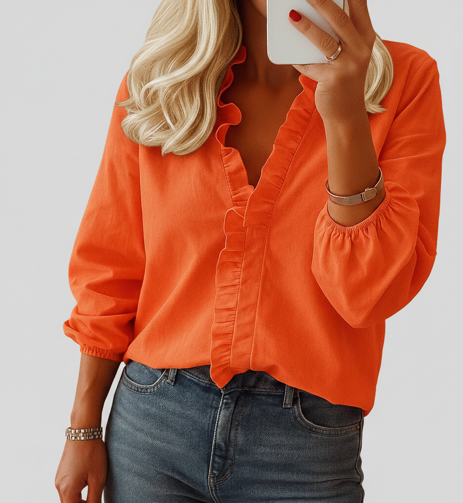 RucheElegance elegante damesblouse met verfijnde ruches