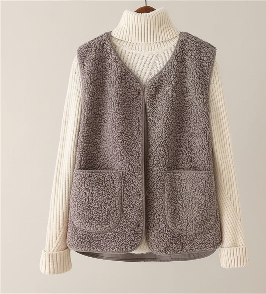 Warme Dames Bodywarmer Zachtlaag met Knoopsluiting en Zakken