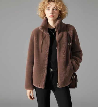 Noëlle Dames Fluwelen Winterjas met Hoge Kraag en Comfort