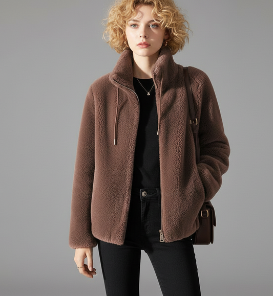 Noëlle Dames Fluwelen Winterjas met Hoge Kraag en Comfort