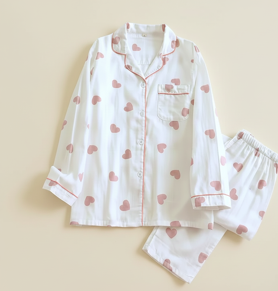 Hartjes Dames Pyjama Set – Zachte Twee-delige Loungewear