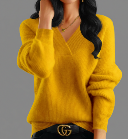 ComfortZacht Gebreide Pullover – Elegante V-Hals Damestrui