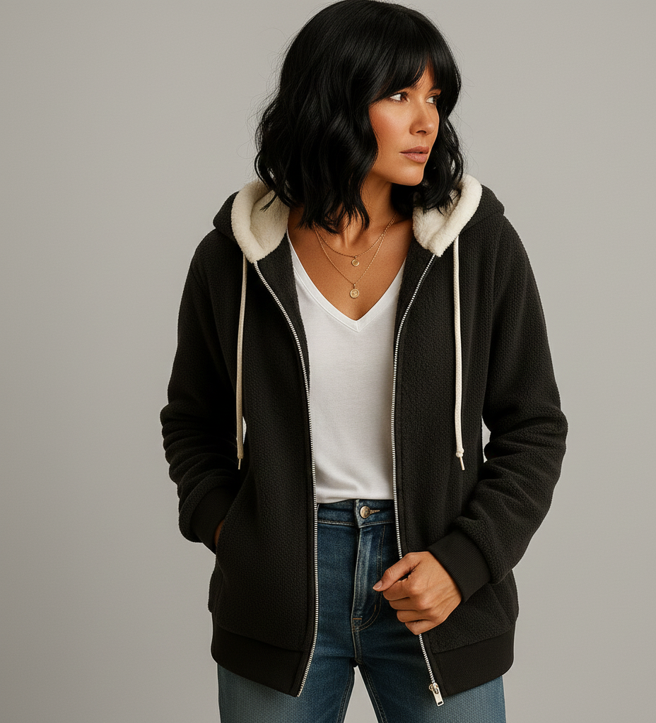 Veurig Lange Fleece Damesvest met Capuchon voor Extra Warmte