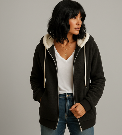 Veurig Lange Fleece Damesvest met Capuchon voor Extra Warmte