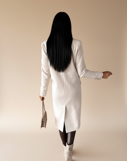 Lange Wollen Mantel Dames – Elegante Stadsmantel Luna Lijn