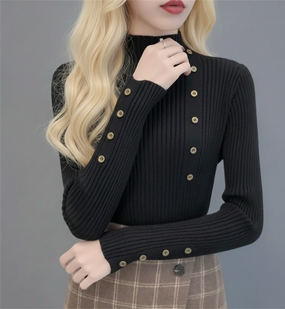 Warme dames coltrui met zachte stretch en elegante pasvorm