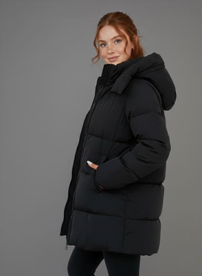 Windwarm Lange Pufferjas Dames – Lichtgewicht Winterjas met Capuchon