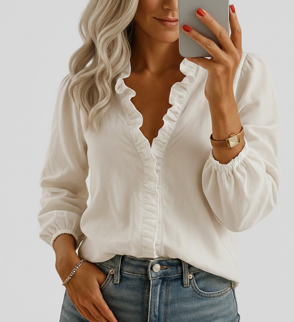 RucheElegance elegante damesblouse met verfijnde ruches